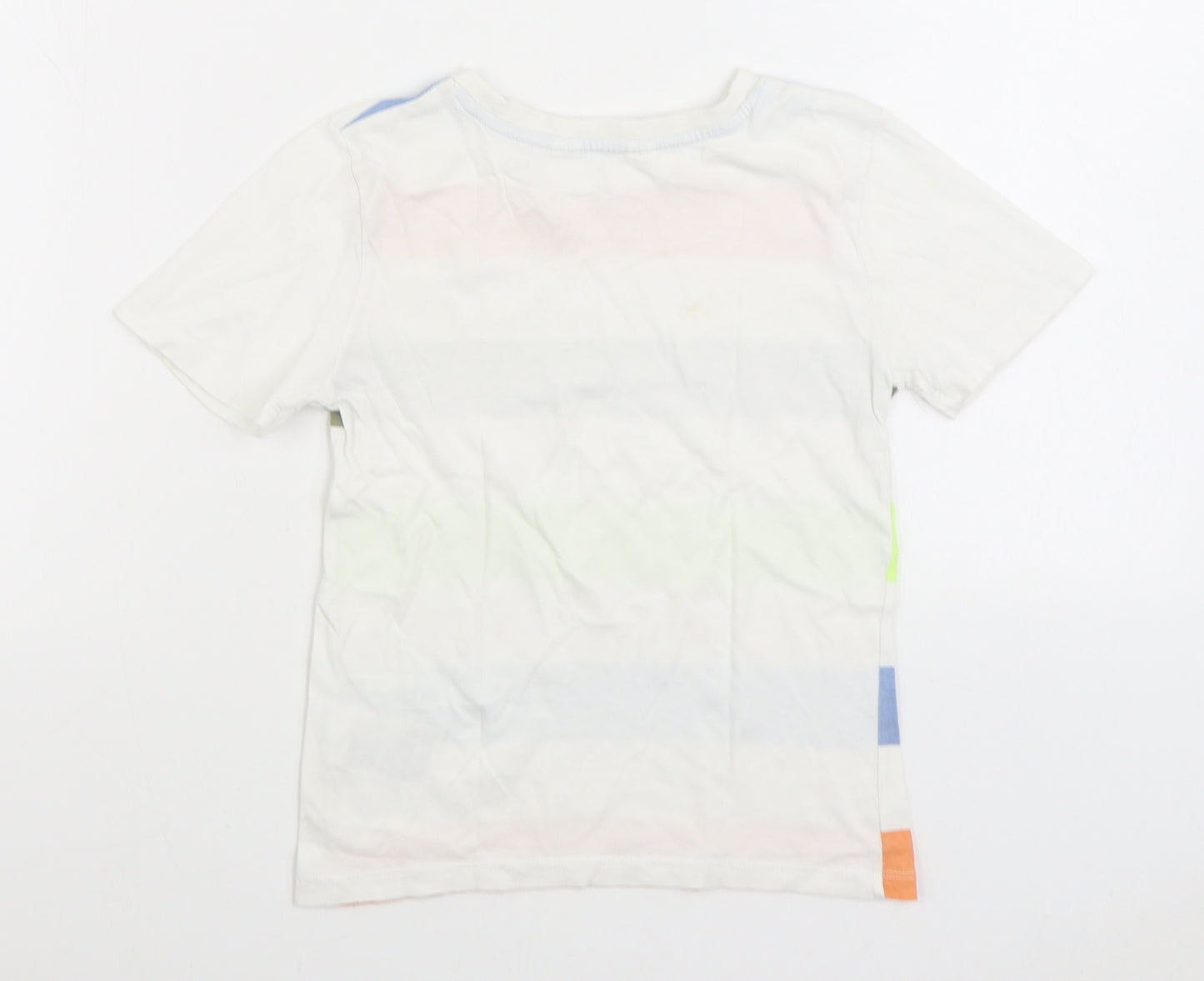 H&M Boys Multicoloured Striped Cotton Basic T-Shirt Size 7-8 Years Round Neck Pullover