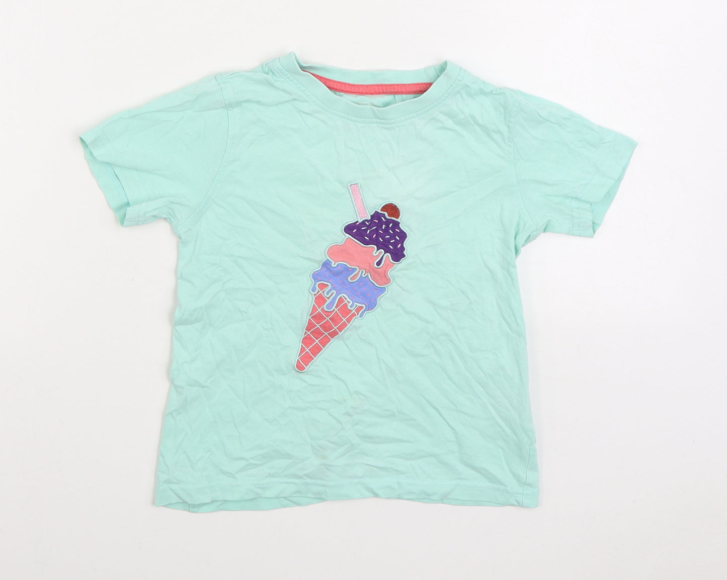 Mountain Warehouse Girls Blue Cotton Basic T-Shirt Size 5-6 Years Round Neck Pullover