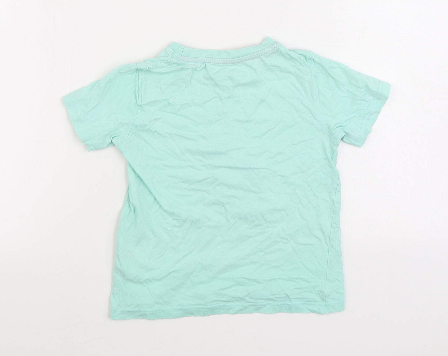 Mountain Warehouse Girls Blue Cotton Basic T-Shirt Size 5-6 Years Round Neck Pullover