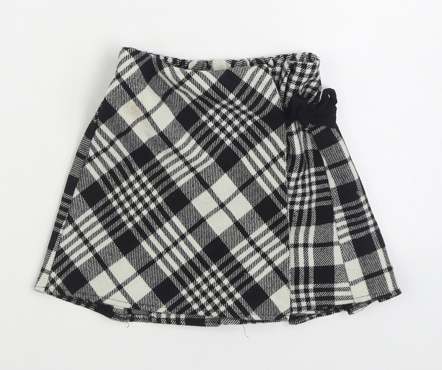 George Girls Black Plaid Polyester Pleated Skirt Size 6-7 Years Tie
