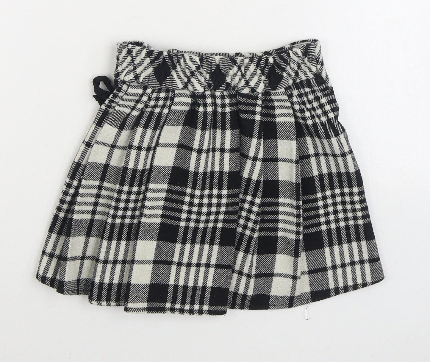 George Girls Black Plaid Polyester Pleated Skirt Size 6-7 Years Tie