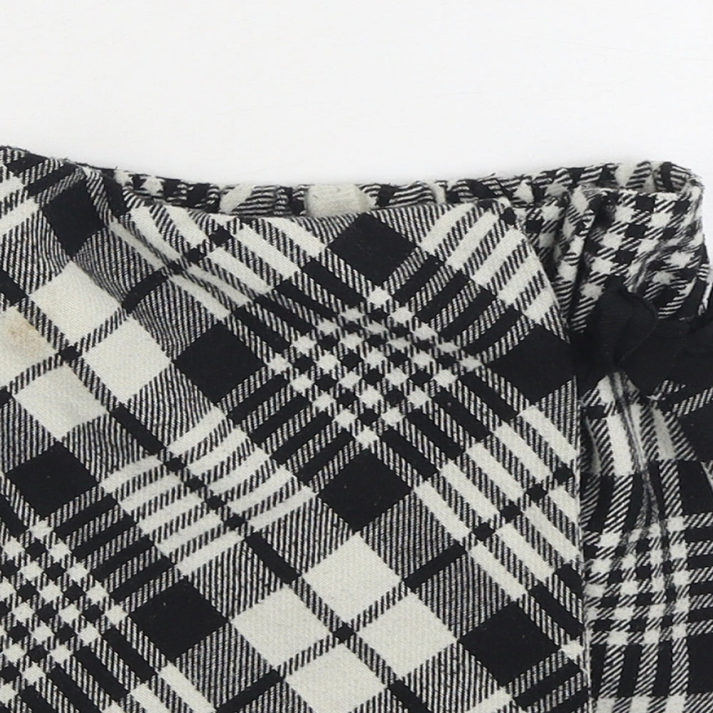George Girls Black Plaid Polyester Pleated Skirt Size 6-7 Years Tie