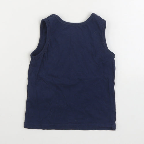 Primark Boys Blue 100% Cotton Basic Tank Size 2-3 Years Round Neck Pullover