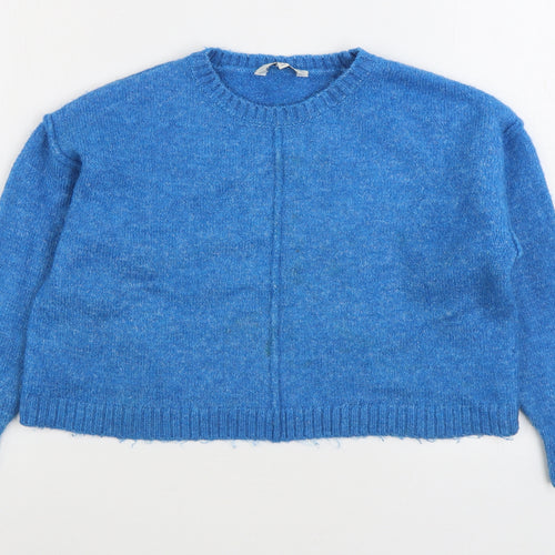 Mis E-Vie Girls Blue Round Neck Acrylic Pullover Jumper Size 9-10 Years Pullover