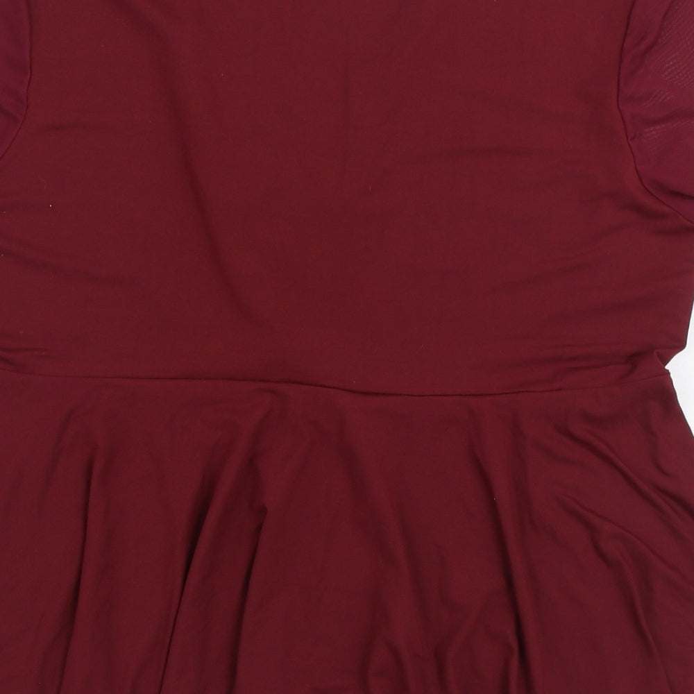 SheIn Womens Red Cotton Basic Blouse Size 2XL V-Neck