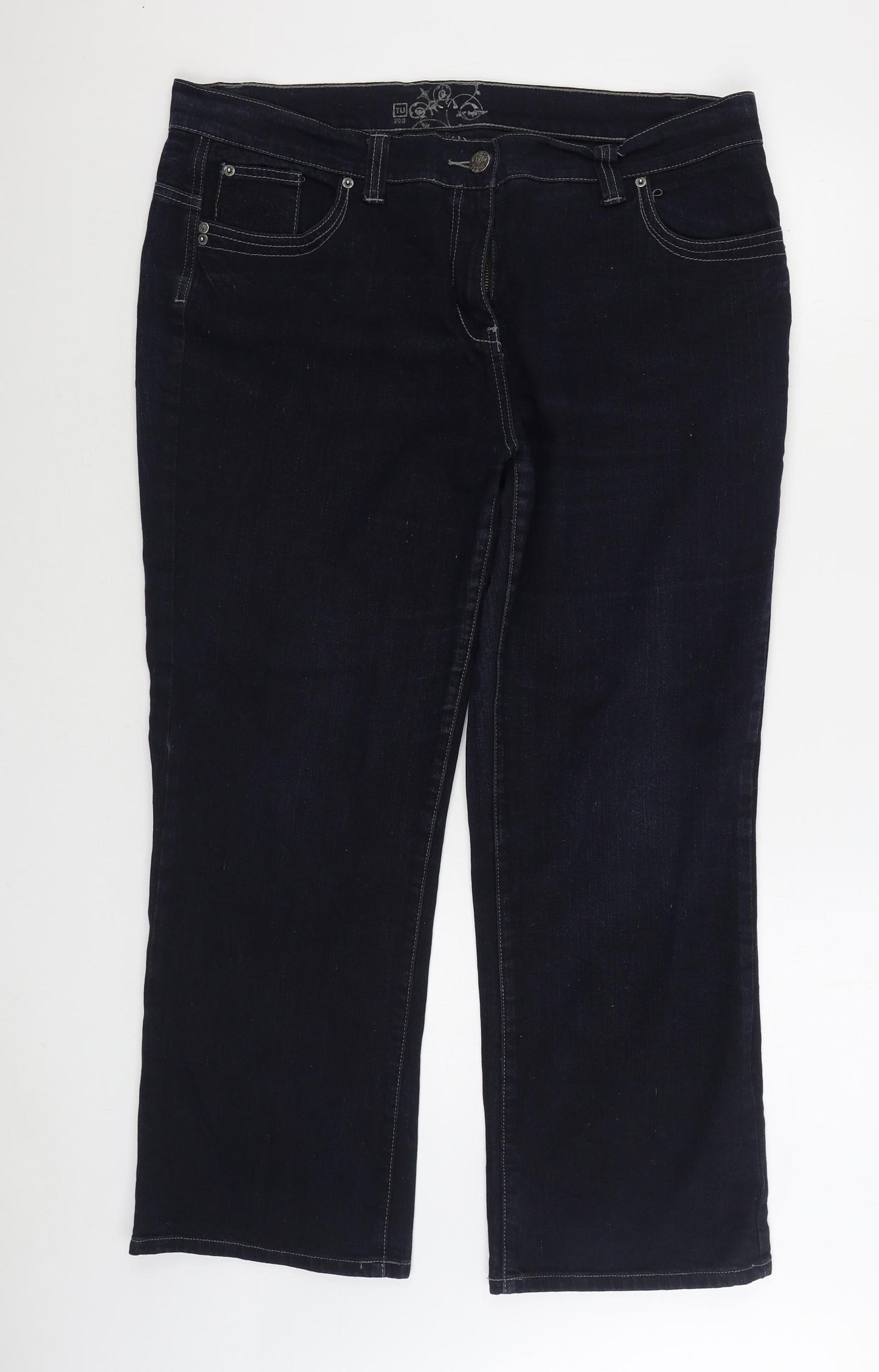 TU Womens Blue Cotton Straight Jeans Size 20 L29 in Regular Zip