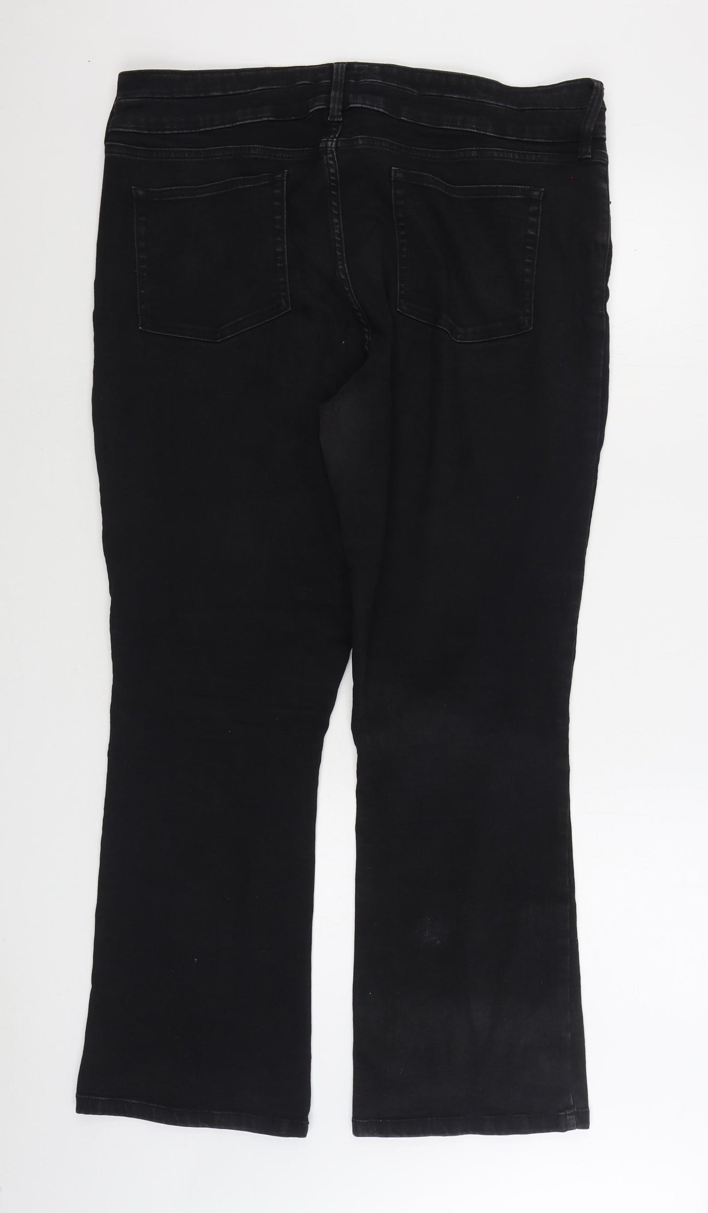 F&F Womens Black Cotton Bootcut Jeans Size 20 L30 in Regular Zip