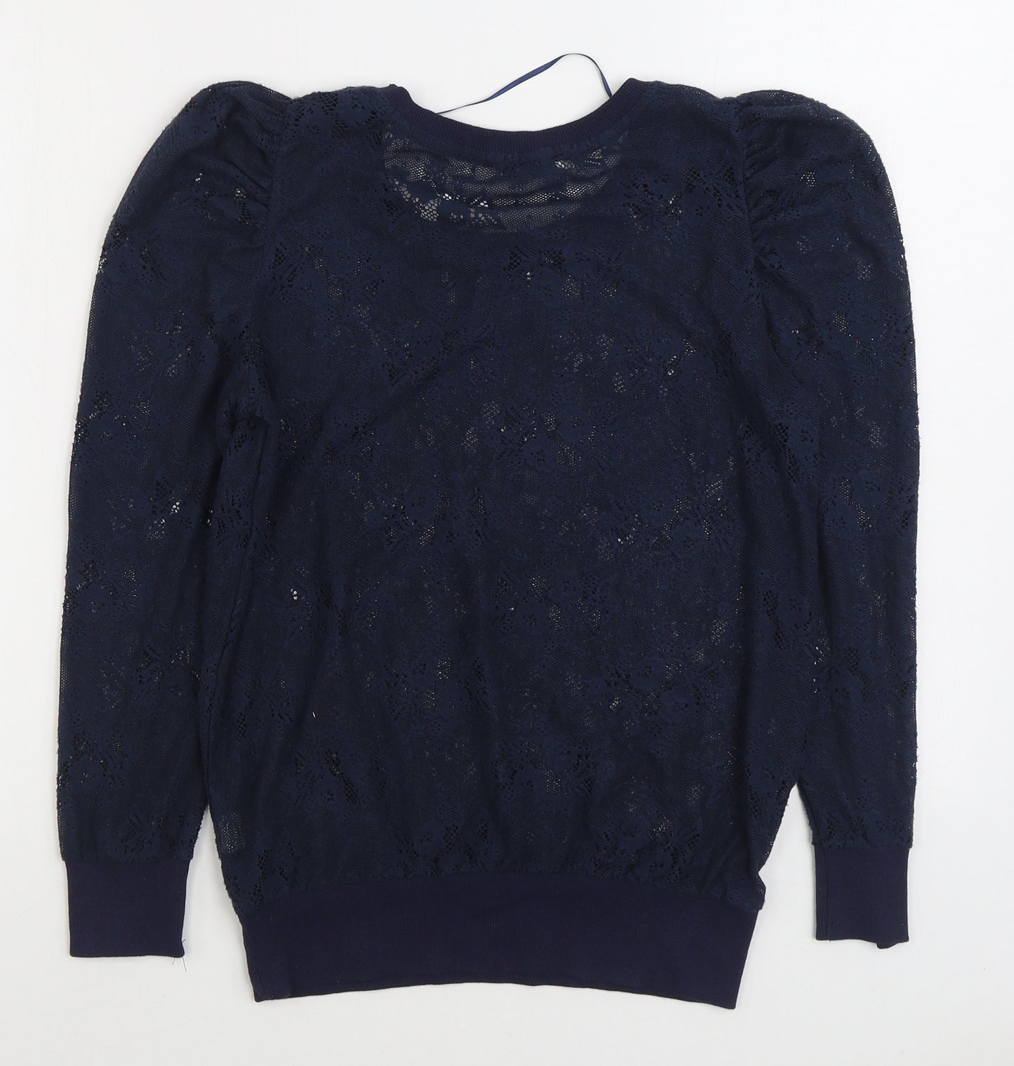 Denim & Co. Womens Blue Boat Neck Polyester Pullover Jumper Size 8