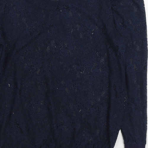 Denim & Co. Womens Blue Boat Neck Polyester Pullover Jumper Size 8