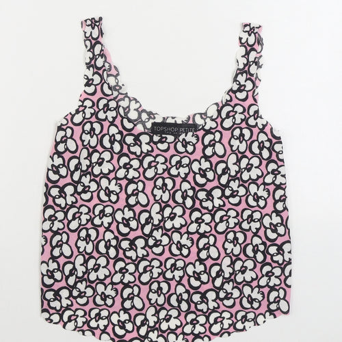 Topshop Womens Pink Geometric Polyester Camisole Tank Size 4 Scoop Neck
