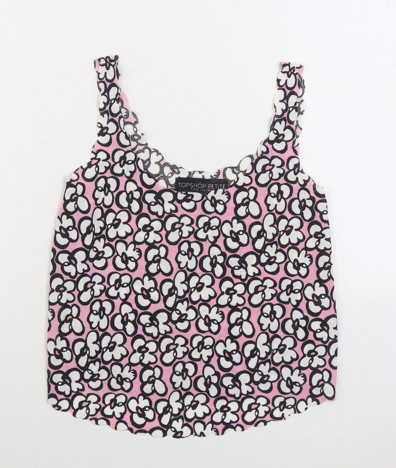 Topshop Womens Pink Geometric Polyester Camisole Tank Size 4 Scoop Neck