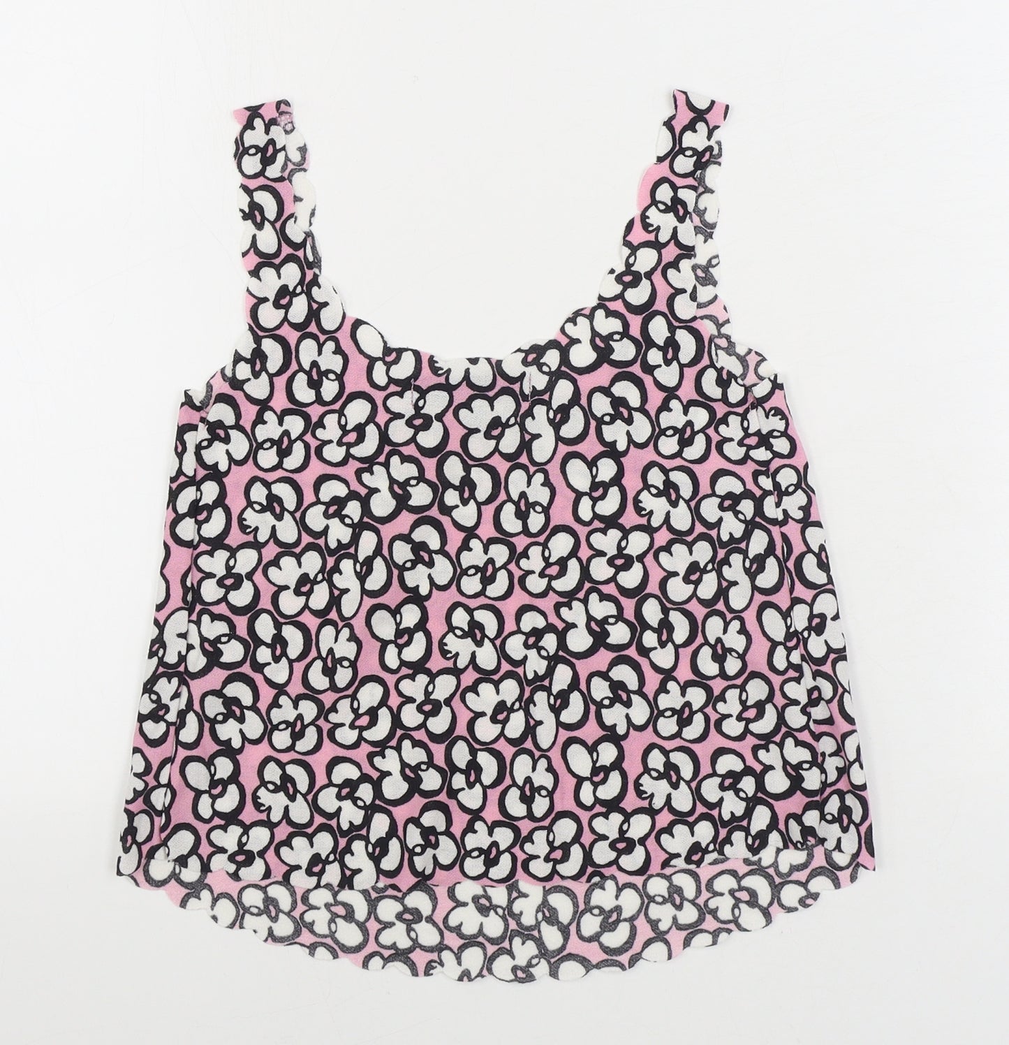 Topshop Womens Pink Geometric Polyester Camisole Tank Size 4 Scoop Neck