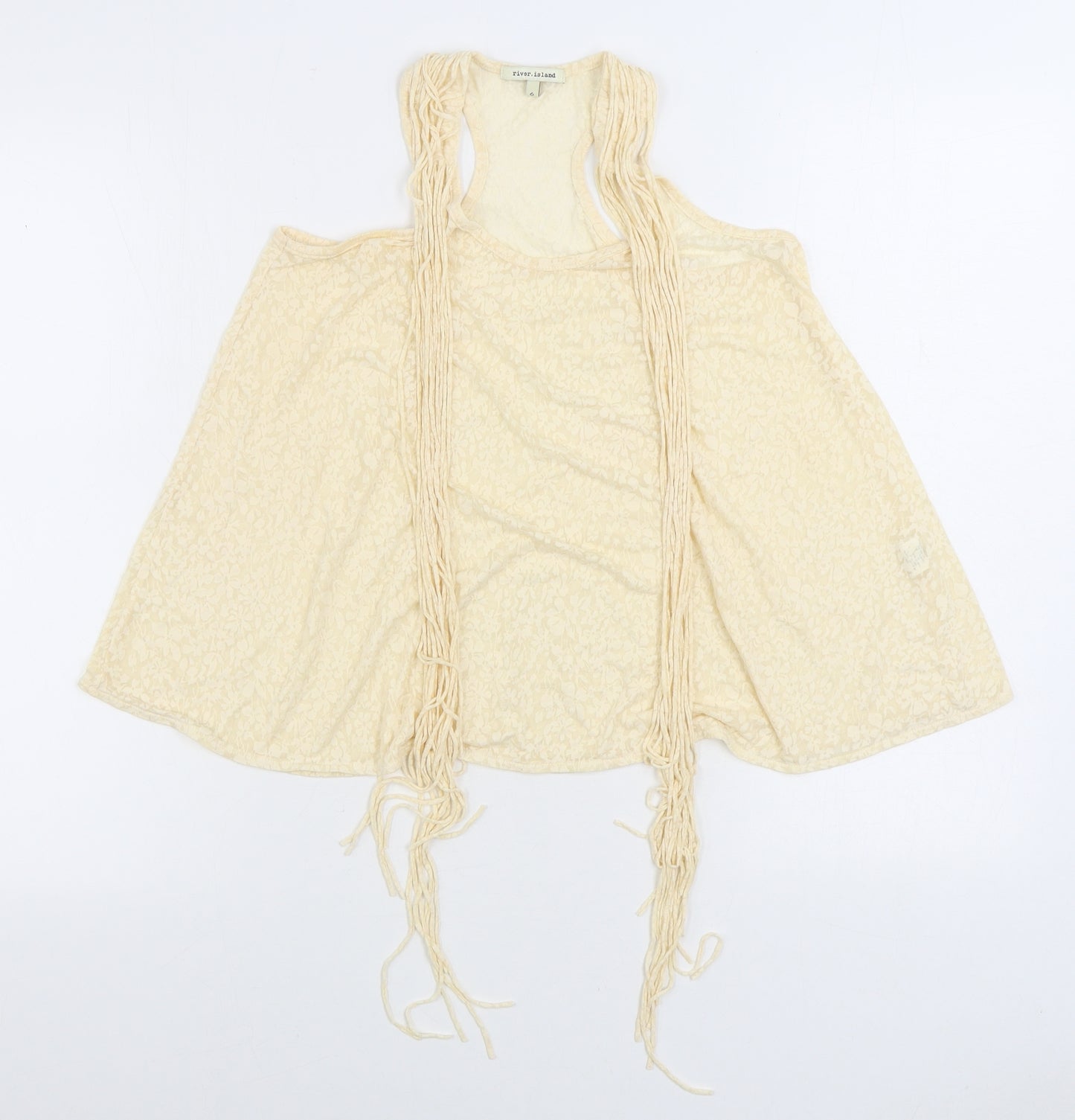 River Island Womens Beige Viscose Basic Tank Size 6 Scoop Neck