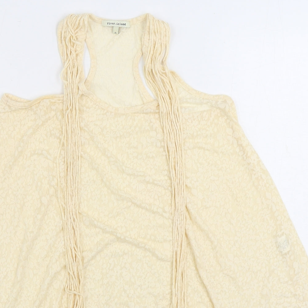 River Island Womens Beige Viscose Basic Tank Size 6 Scoop Neck