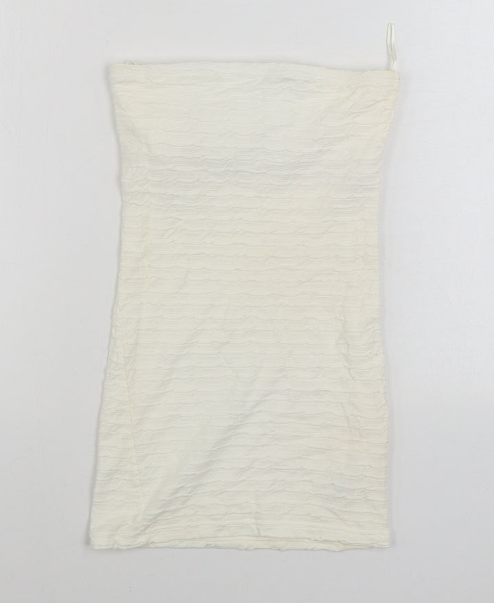 Topshop Womens White Cotton Bodycon Size 8 Off the Shoulder Pullover