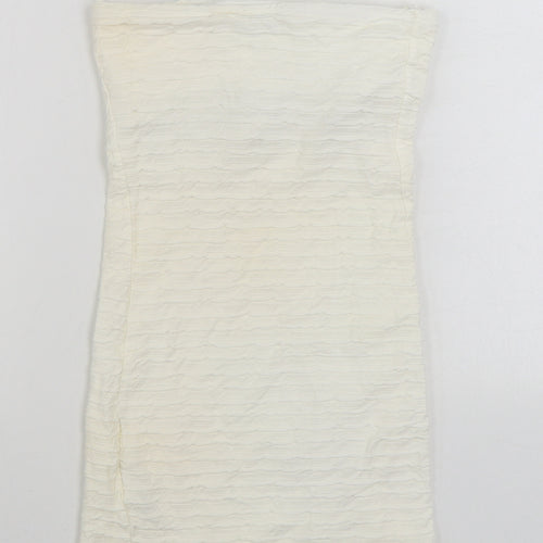 Topshop Womens White Cotton Bodycon Size 8 Off the Shoulder Pullover