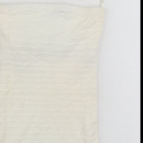 Topshop Womens White Cotton Bodycon Size 8 Off the Shoulder Pullover