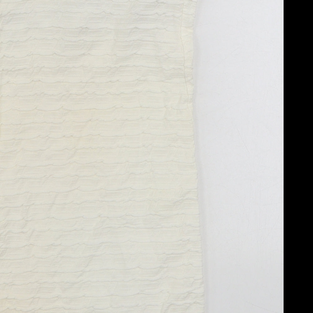 Topshop Womens White Cotton Bodycon Size 8 Off the Shoulder Pullover