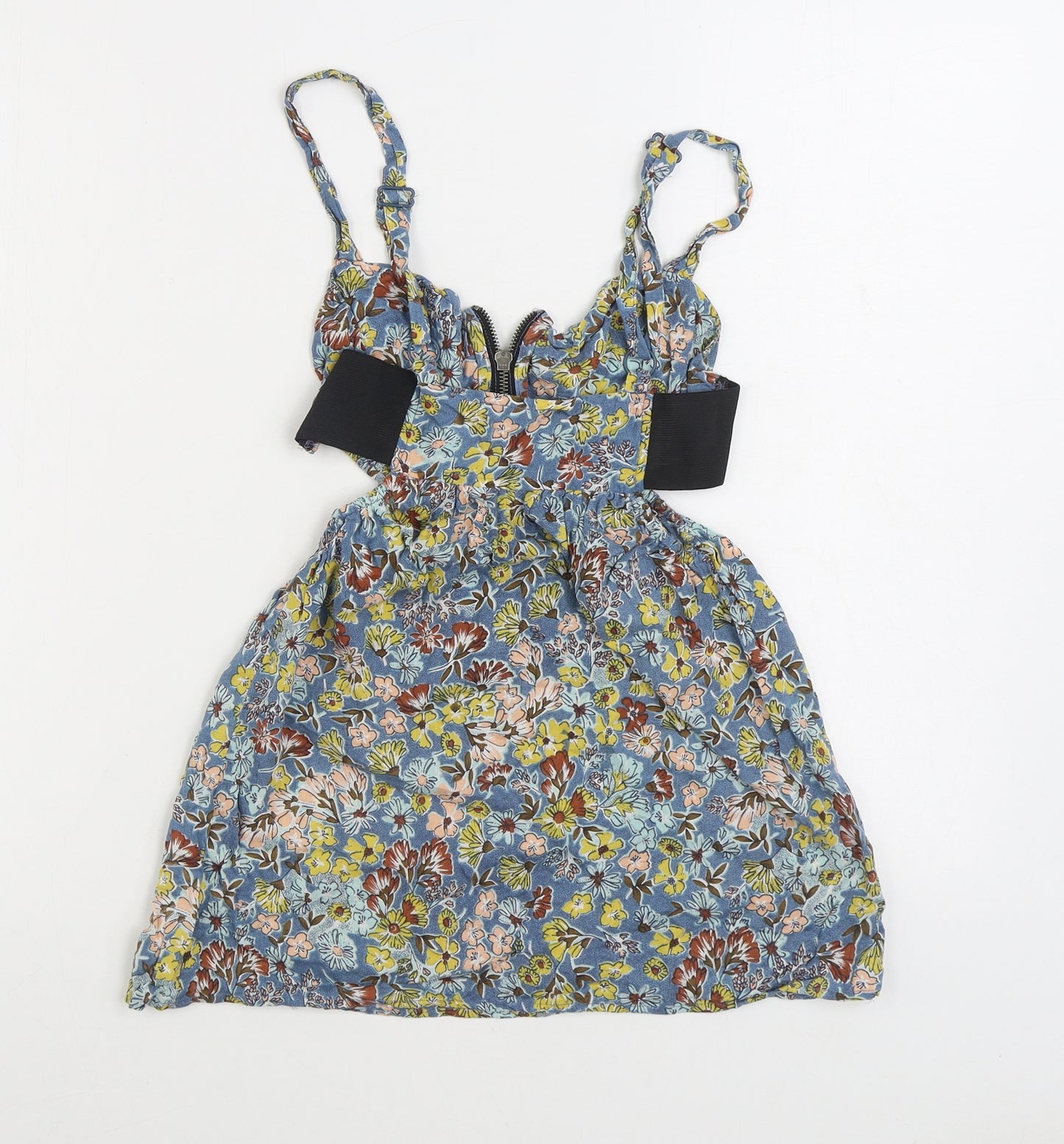 Topshop Womens Multicoloured Geometric Viscose Basic Blouse Size 8 Scoop Neck