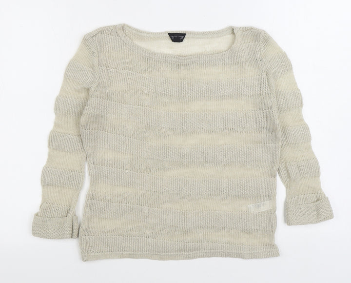 Topshop Womens Beige Boat Neck Polyester Pullover Jumper Size 8