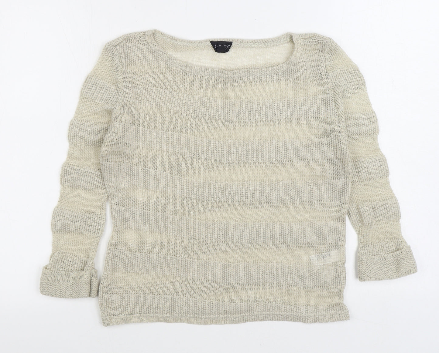 Topshop Womens Beige Boat Neck Polyester Pullover Jumper Size 8
