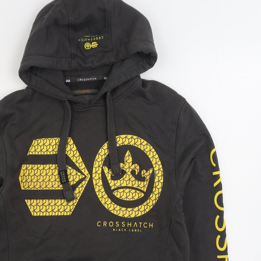 Crosshatch Mens Grey Cotton Pullover Hoodie Size XL