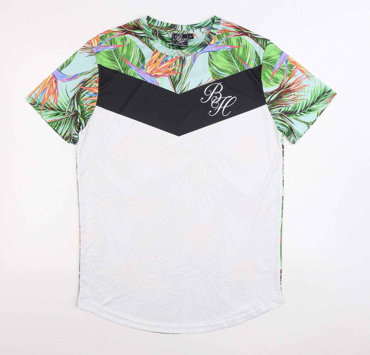 Beck & Hersey Mens Multicoloured Geometric Polyester T-Shirt Size XL Round Neck