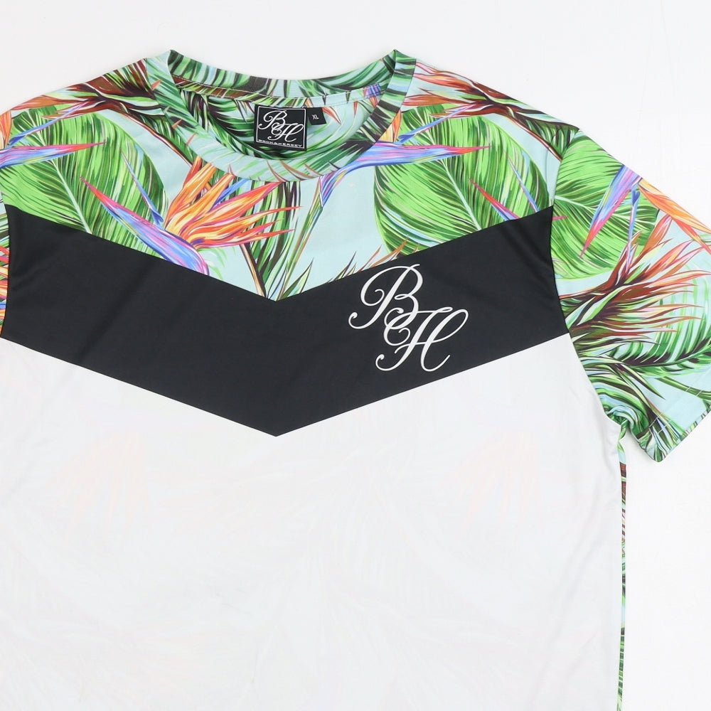 Beck & Hersey Mens Multicoloured Geometric Polyester T-Shirt Size XL Round Neck