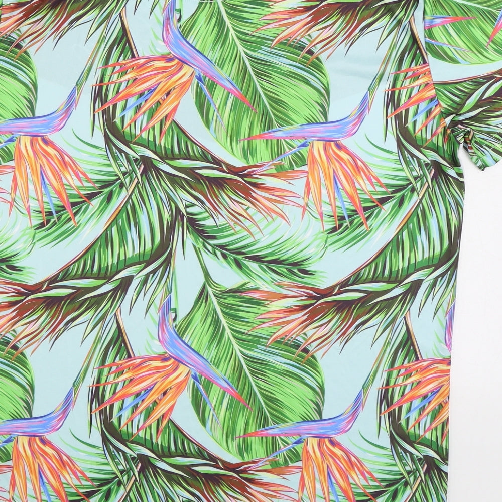 Beck & Hersey Mens Multicoloured Geometric Polyester T-Shirt Size XL Round Neck