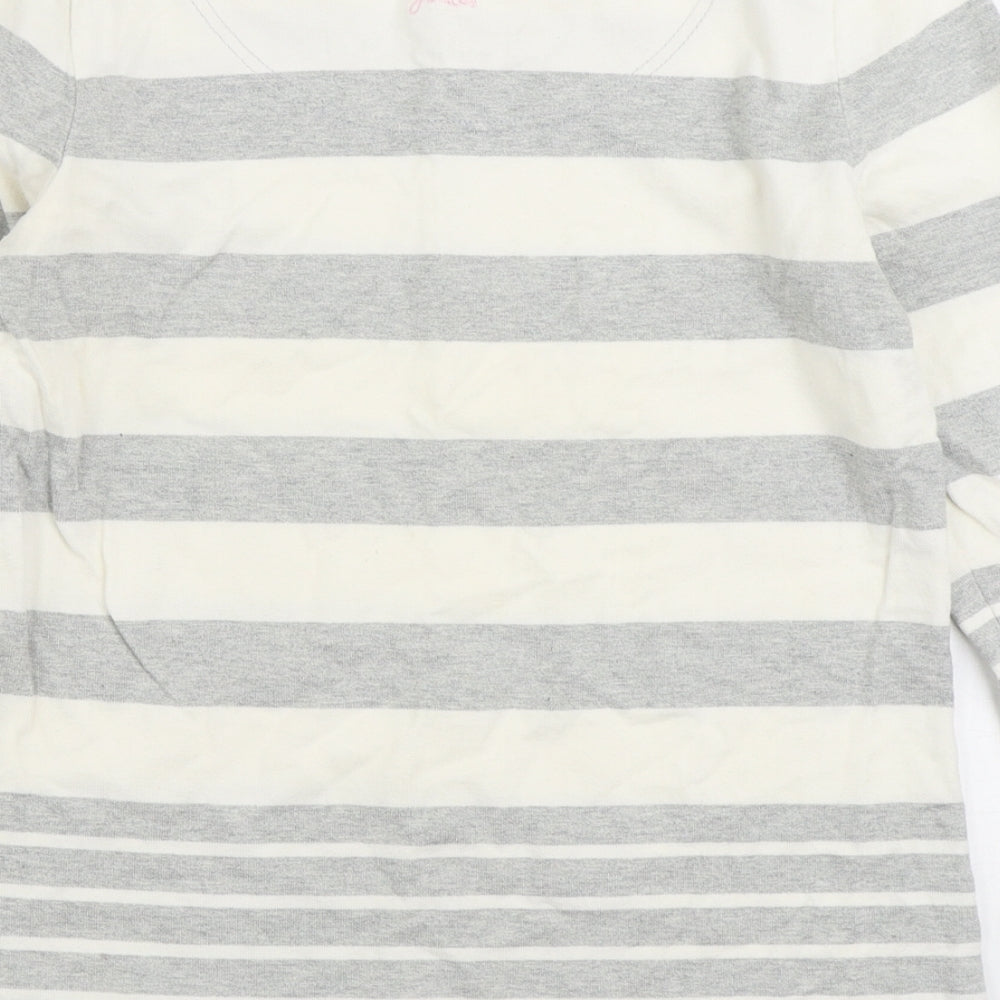 Joules Womens Grey Striped 100% Cotton Pullover Sweatshirt Size 8 Pullover