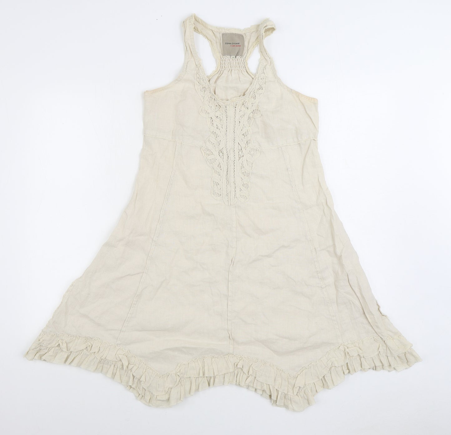River Island Womens Beige Viscose Trapeze & Swing Size 10 Scoop Neck Pullover