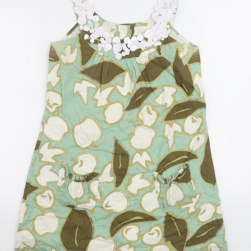 River Island Womens Green Geometric Cotton Basic Tank Size 10 Scoop Neck - Fruit