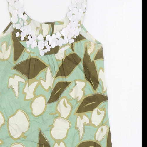 River Island Womens Green Geometric Cotton Basic Tank Size 10 Scoop Neck - Fruit