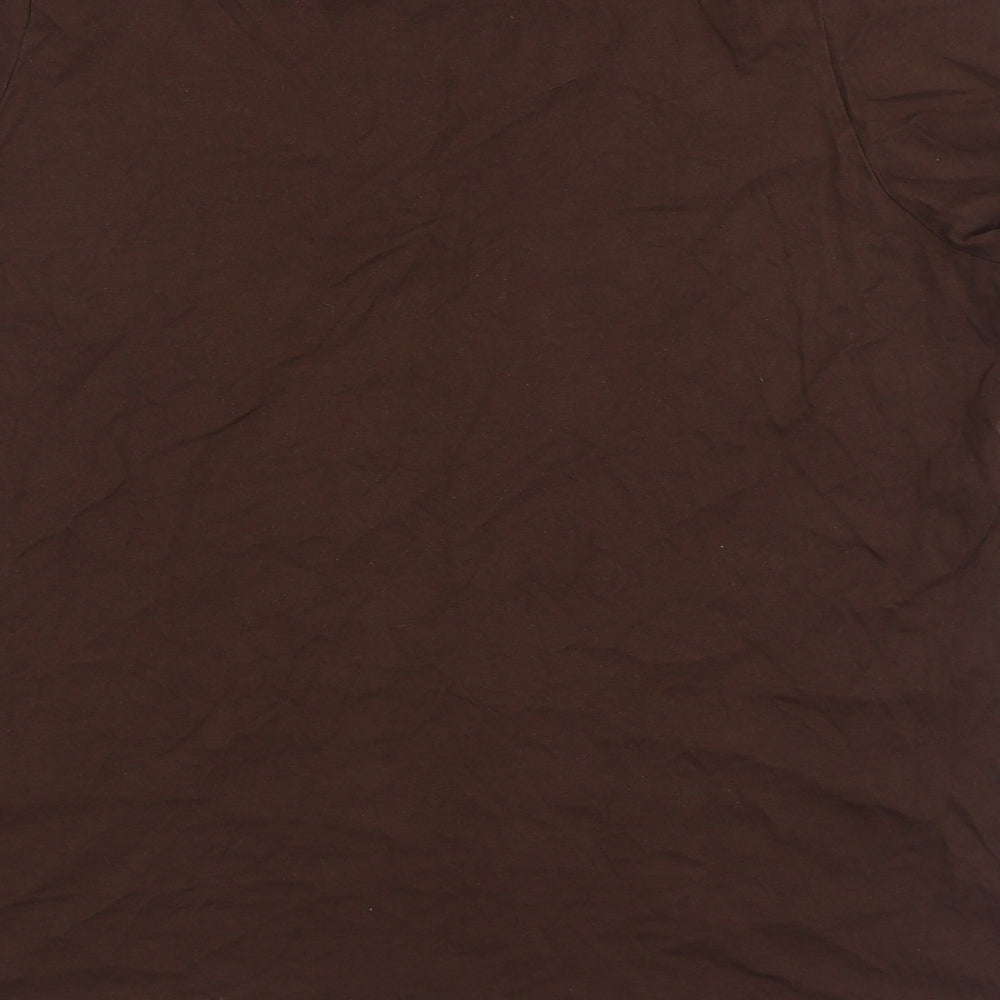 George Womens Brown 100% Cotton Basic T-Shirt Size 20 Round Neck - Happy days again