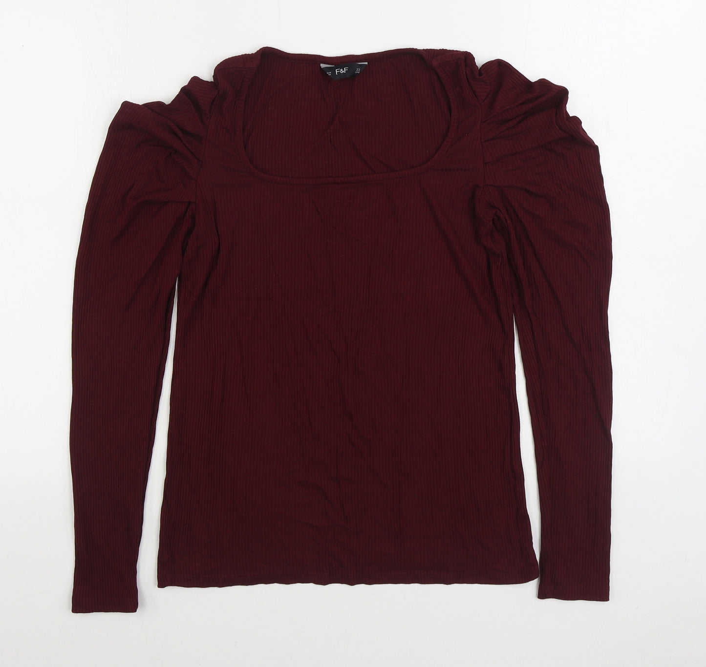 F&F Womens Purple Viscose Basic T-Shirt Size 14 Square Neck