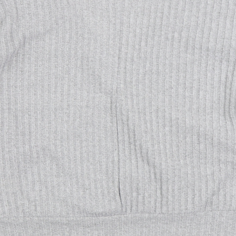 New Look Womens Grey V-Neck Polyester Wrap Jumper Size L