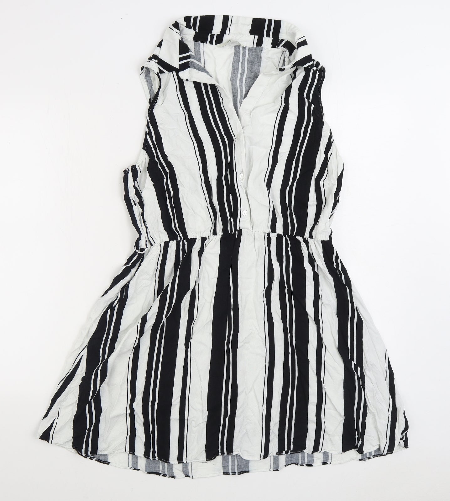 George Womens Black Striped Viscose Shirt Dress Size 18 Collared Pullover