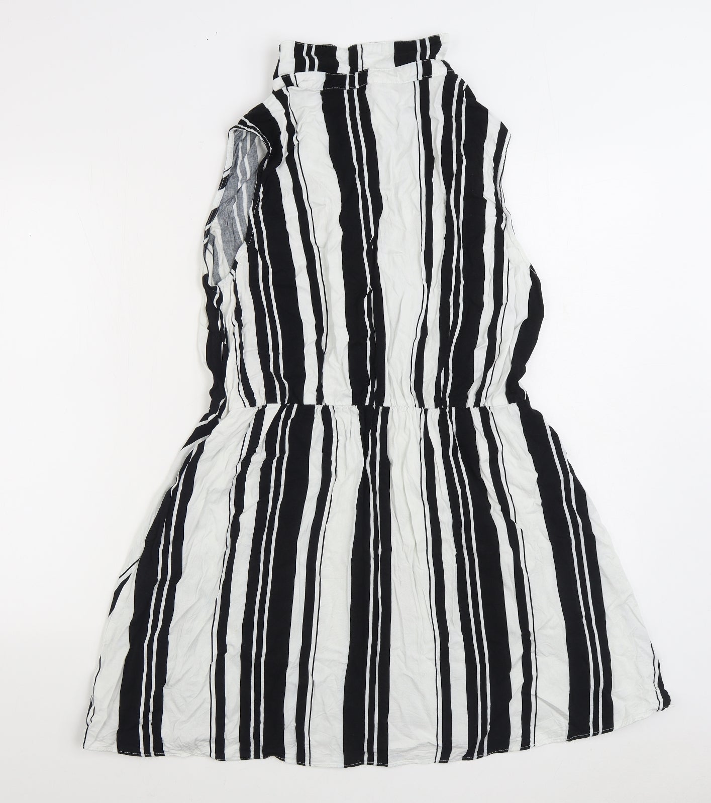 George Womens Black Striped Viscose Shirt Dress Size 18 Collared Pullover