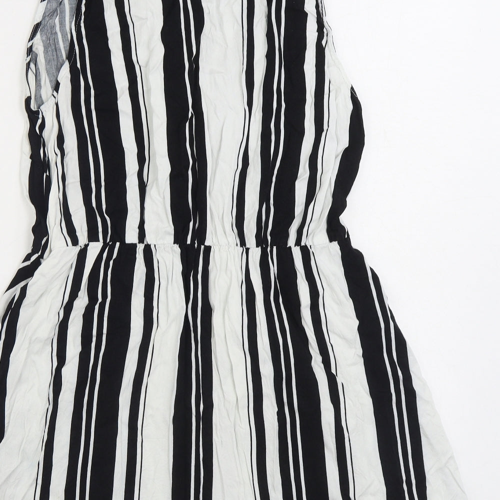 George Womens Black Striped Viscose Shirt Dress Size 18 Collared Pullover