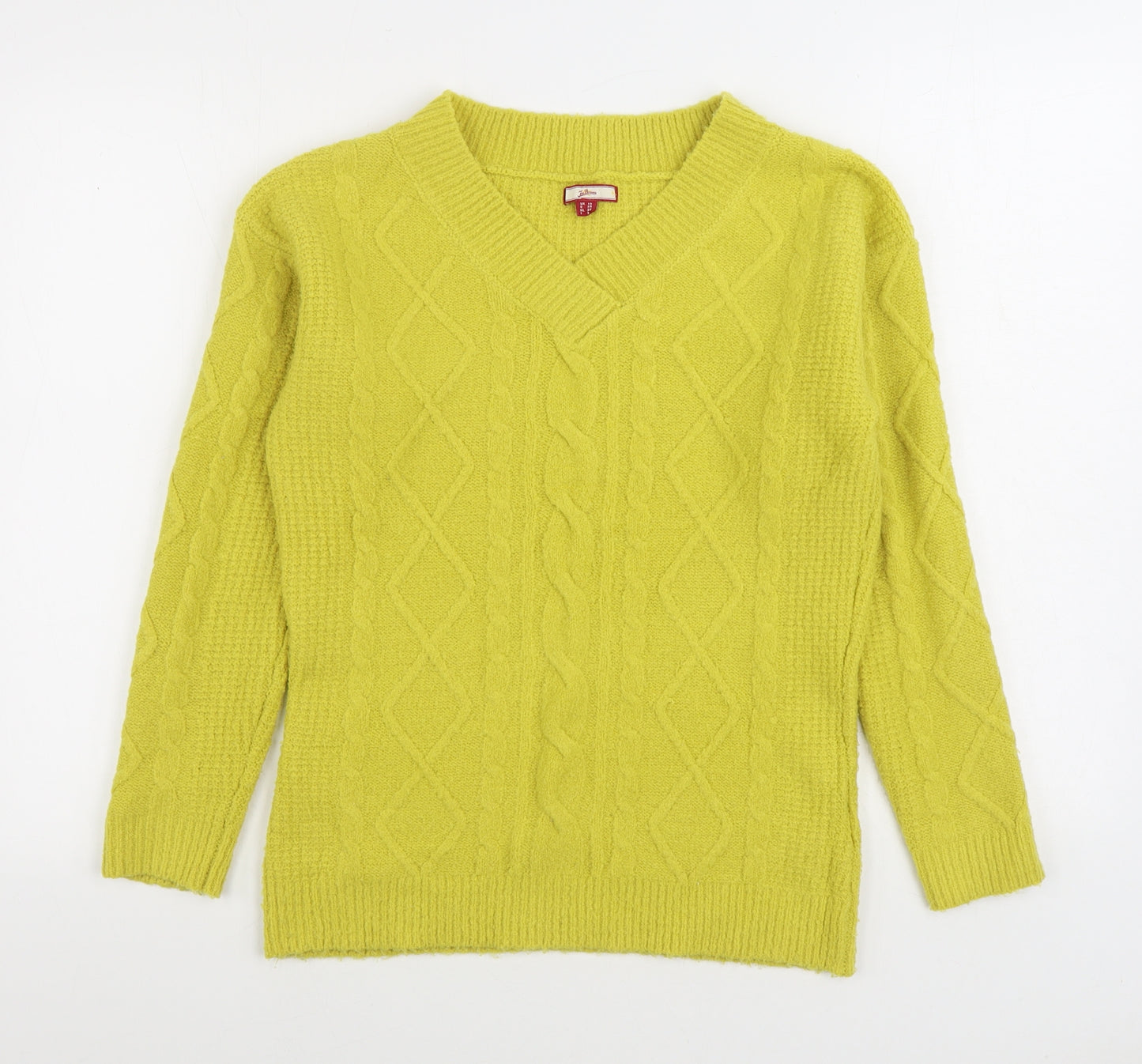 Joe Browns Womens Yellow V-Neck Acrylic Pullover Jumper Size 10