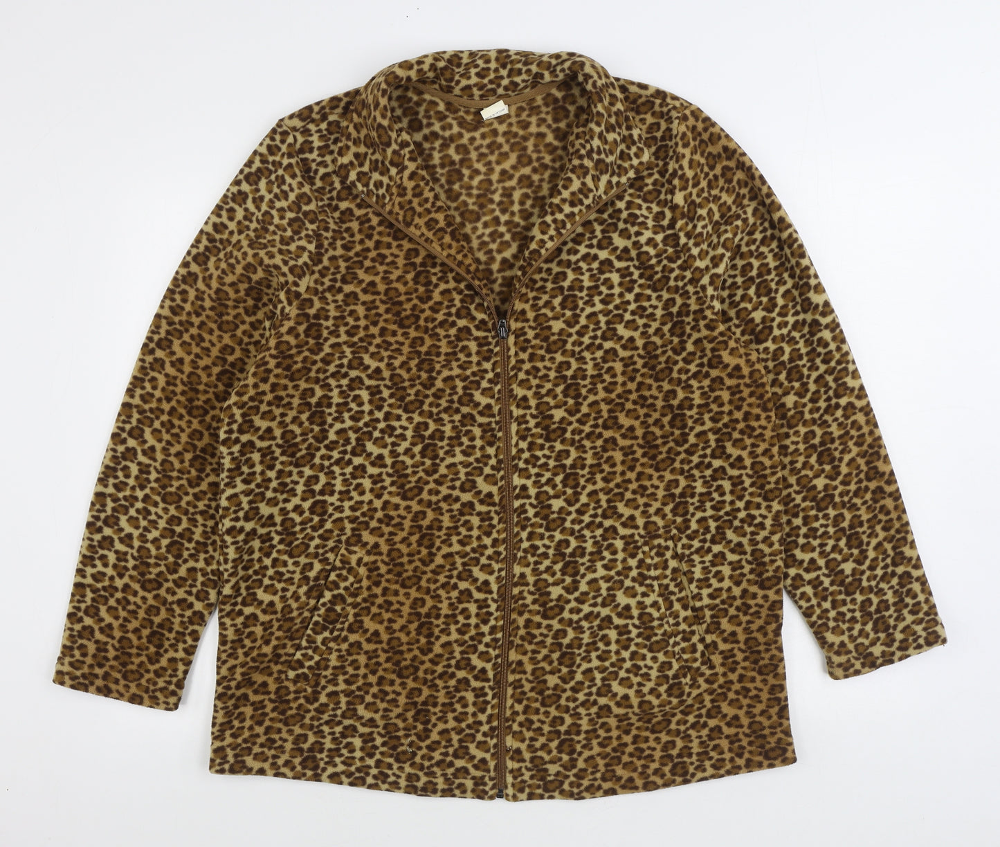Preworn Womens Brown Animal Print Jacket Size 16 Zip