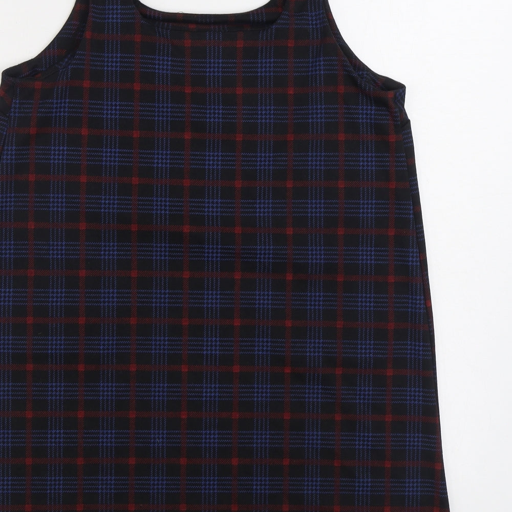 New Look Womens Multicoloured Plaid Polyester Tank Dress Size 14 Square Neck Pullover