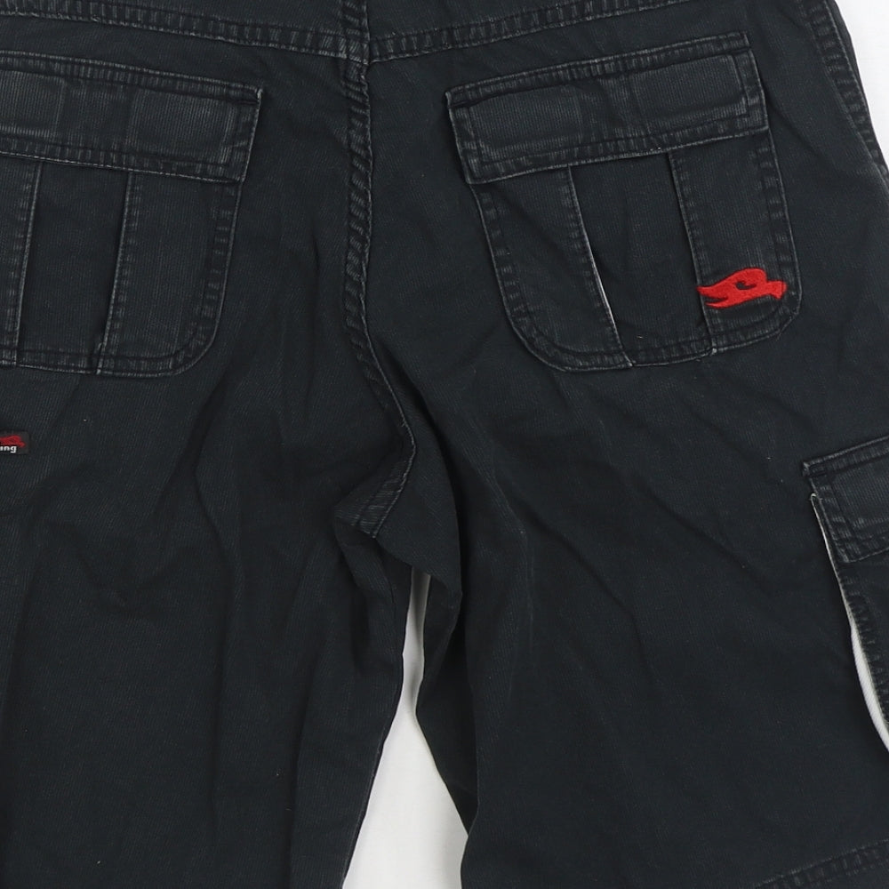 Skateboarding Hawk Boys Black 100% Cotton Cargo Shorts Size 14 Years Regular Zip