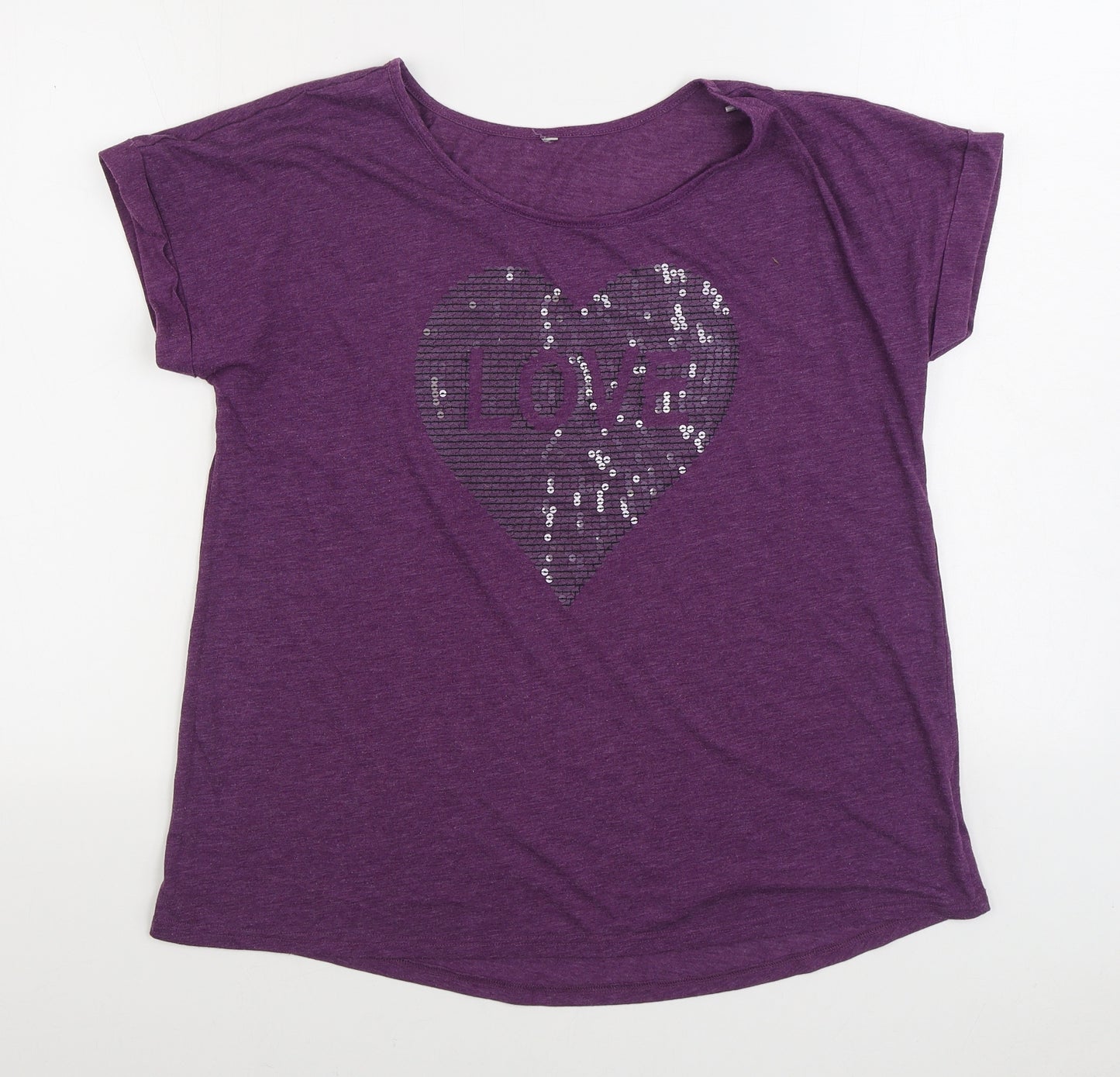 NEXT Womens Purple Cotton Basic T-Shirt Size M Boat Neck - Love