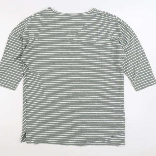 Nutmeg Womens Green Striped Cotton Pullover Sweatshirt Size 14 Pullover