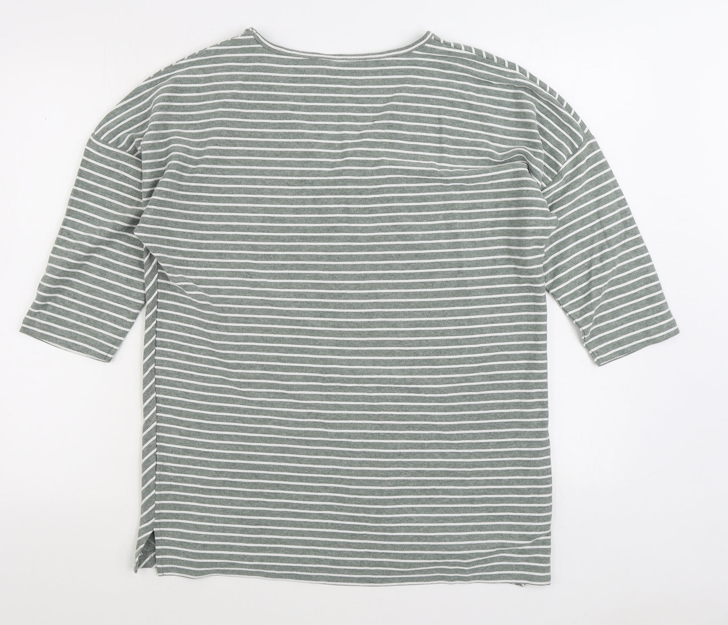 Nutmeg Womens Green Striped Cotton Pullover Sweatshirt Size 14 Pullover
