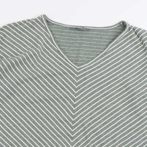 Nutmeg Womens Green Striped Cotton Pullover Sweatshirt Size 14 Pullover