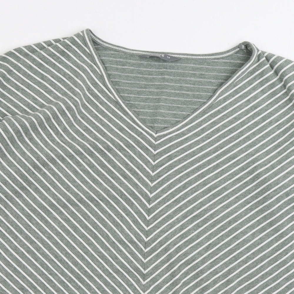 Nutmeg Womens Green Striped Cotton Pullover Sweatshirt Size 14 Pullover