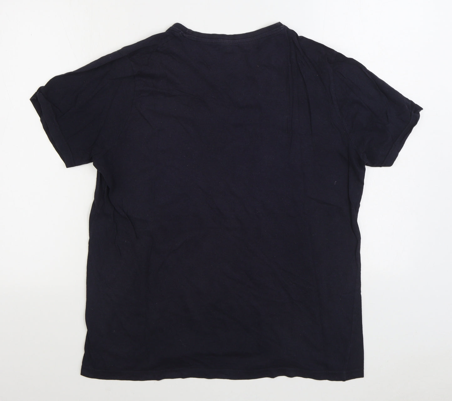 Pep&Co Mens Black Cotton T-Shirt Size L Round Neck - new York
