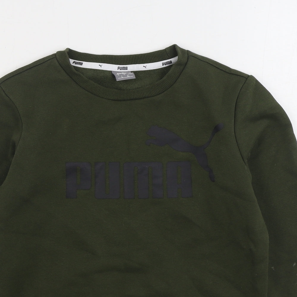 PUMA Boys Green Cotton Pullover Sweatshirt Size 11-12 Years Pullover